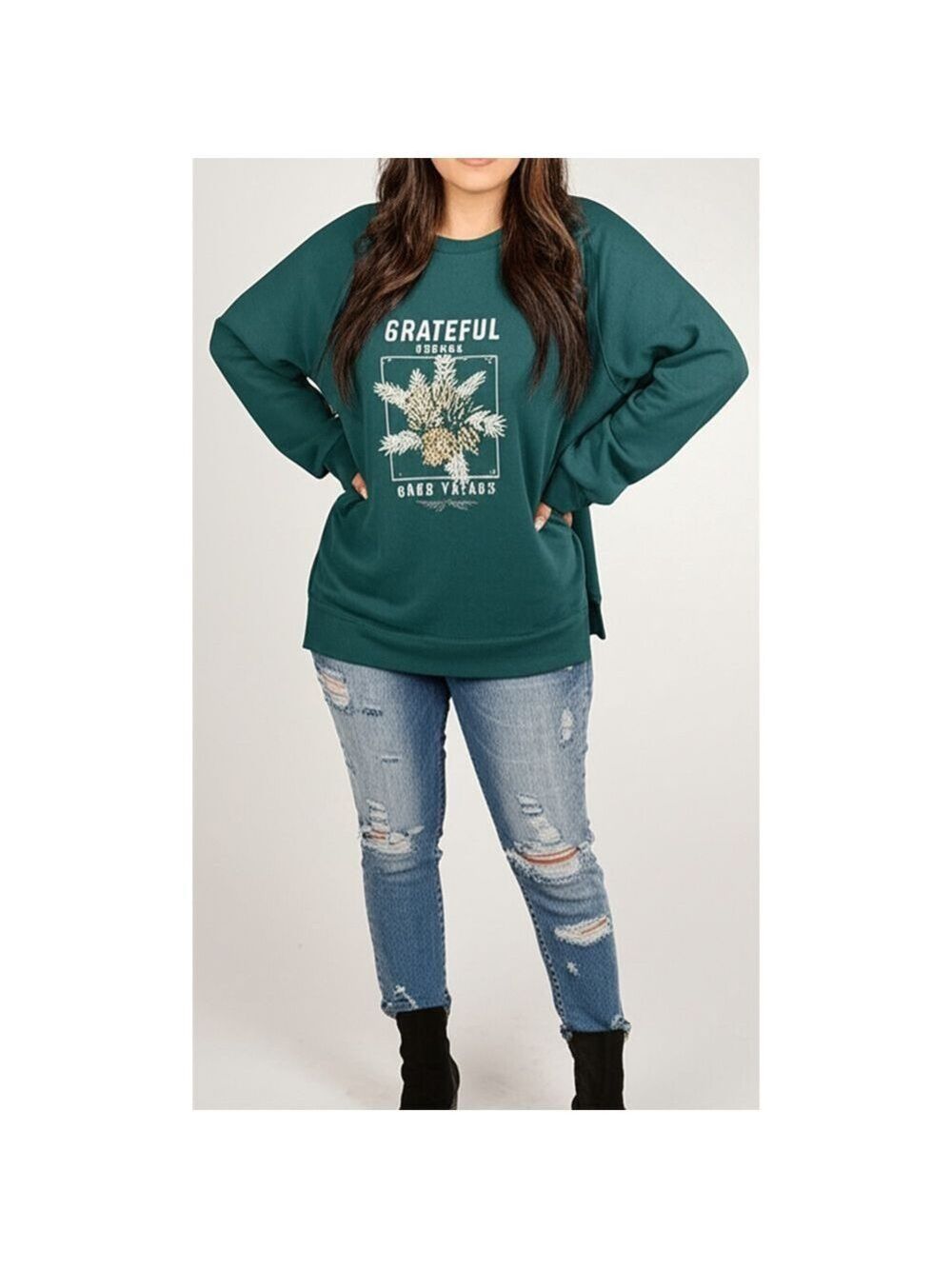 Lane Bryant “Grateful” Graphic High Low Sweatshirt Plus Size 22/24 NWT